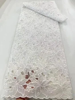 Африканска конфедерация вуалевая лейси плат 2023, висококачествено вышитое памучно дантели, с пайети, мъниста за женските сватбени рокли