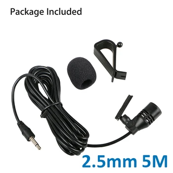Авто аудиомикрофон с жак, 2,5 мм, кабел от 5 м, стерео уредба, кабелна външен микрофон за автомобилното радио, GPS, аудио, DVD