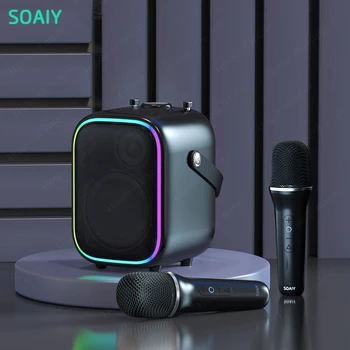 2023 Нов SOAIY SK6 за Домашно забавление караоке-Машина Bluetooth Високоговорители Преносим Открит Комплект Високоговорители K Песен с Безжичен Микрофон