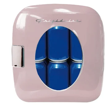 Преносим ретро мини охладител на 12 кутии, EFMIS462, розов мини-хладилник