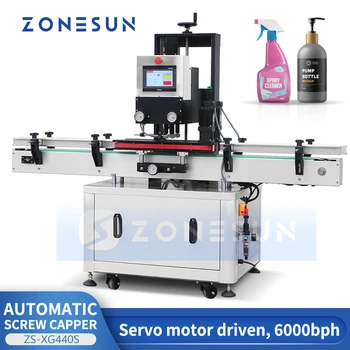 ZONESUN Автоматична укупорочная машина за бутилки на винт в горната част на капака, серво мотор, битумен каишка ZS-XG440S