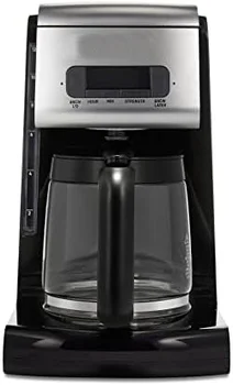 Капельная кафе машина, Дигитален и програмируема, Стъклена гарафа с 12 чаши, Черно-сребрист (43687)