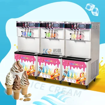 Одобрен CE търговска машина за приготвяне на мек сладолед, 3 вида меки подови сладолед