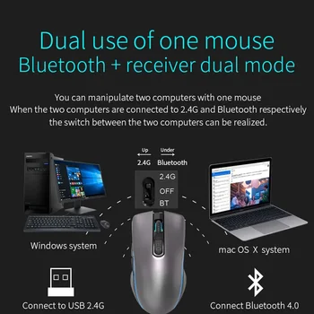 Акумулаторна батерия Bluetooth безшумен ергономичен компютър с резолюция от 2400 dpi за iPad Mac, таблет Macbook Air, преносим КОМПЮТЪР, офис игра