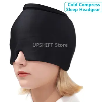 Облегающая гел ледената шапка на главата, капачката за лечение на главоболие, студен компрес, маска за увиване на главата, маска за премахване на напрежението, синусового стрес, на черен кръг