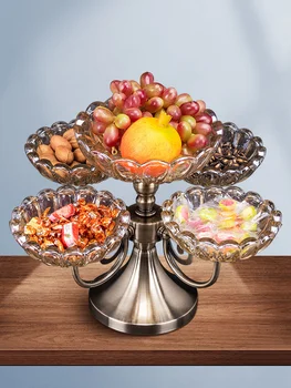 Висококачествена кристален многопластова плодови чиния за интернет-знаменитост, масичка за кафе в модерна всекидневна, луксозна домашна плодови чиния