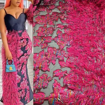 Луксозна нигерийская африканска брокат, лейси плат с жаккардовой конци, тъкани от органза, дантела и плат за вечерни рокли Asoebi