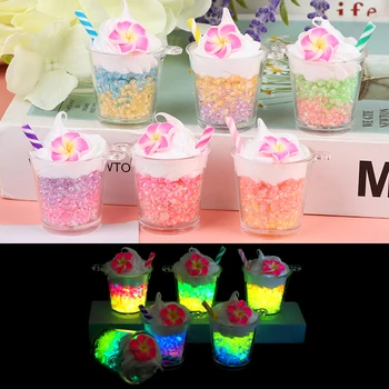1 бр. мини-светещо два цвята чаша с персиковым цвете, чаша за сладолед, микро-озеленяване украшение, малко украса за куклена къща