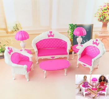 NK 6 Предмети/, Определени Куклено Аксесоари Пластмасови Мебели, Диван-Канапе Настолна Лампа За Кукли Барби За Момичетата от Monster High Рожден Ден На най-Добрият Подарък