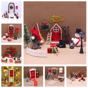 Куклена къща, мини-триизмерна коледна фея, украса от дървесна смола, имитация на къща, миниатюрна сцена за огъня