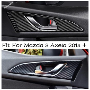 Автомобилна Врата копчето Купа Рамка Декоративна Капачка Тапицерия ABS Въглеродни Влакна Стил Интериорни Аксесоари са Подходящи За Mazda 3 Axela 2014-2018