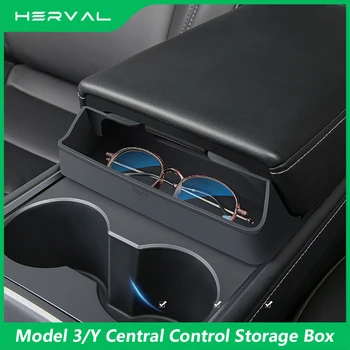 За Tesla, модел 3 Модел Y Централен подлакътник скрит чекмедже за съхранение Органайзер за съхранение на централната конзола Аксесоари за интериора