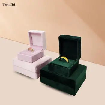 Кутия за годежни пръстени, опаковъчна хартия за коледно парти, розови и зелени кадифени кутии за опаковане на бижута, държач за колиета и кулон