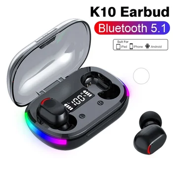 Нов 2022 K10 TWS Bluetooth Слушалки LED Слот Безжични Слушалки Спортни Hi Fi Слушалки С Микрофон Bluetooth Fone Безжична Слушалка
