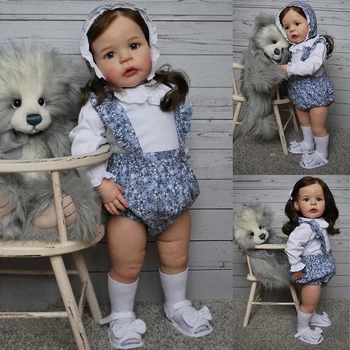 24-инчов кукла Sandie Reborn за малки момичета, вече боядисана, готова популярна реалистична мека на допир 3D-художествена кукла