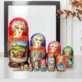 15x Рисувани ръчно руската matryoshka, украса на стаята, matryoshka, вечерни аксесоари, сувенири кукла за подреждане