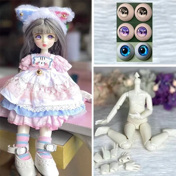 Пълен комплект 1/6 BJD кукла с моден костюм на куклата 30 см кукла с 3 двойки очите на Децата момичетата кукла играчка за подарък (отворена глава)