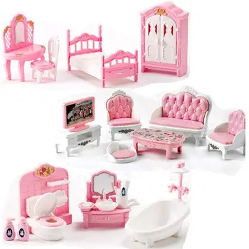 Сладък кавайный розово, 1 комплект, миниатюрни мебели за куклена къща, аксесоари, детски играчки, кухненски принадлежности за игра на Барби, директна доставка