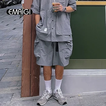Мъжки годишна японска градинска дрехи, модни свободни ежедневни панталони-карго Cityboy в стил хип-хоп, улични бързо съхнещи къси панталони, панталони