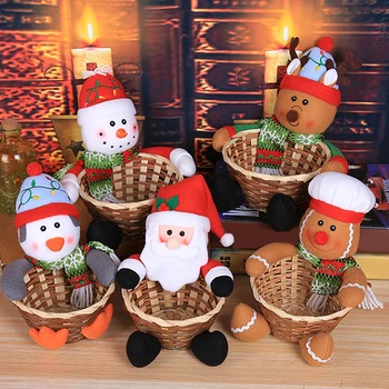 С Коледа, украса кошница за съхранение на шоколадови бонбони, Кошница за съхранение на Дядо Коледа, украса кошница за съхранение на коледни бонбони