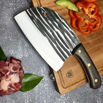 Костен нож за кухня, здрав остър изкован нож, чук, един хеликоптер готвач от неръждаема стомана, кухненски ножове, дървени мелачка, мелачка за месо