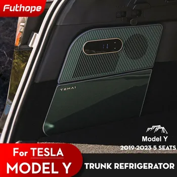 Автомобилен Хладилник Futhope 15L с Лявото Багажником за Tesla, Модел Y 2019-2023 Охлаждащ Компресор Пътен Мини Хладилник За Съхранение на Хладилници