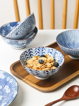 1 бр., японска купа за ориз, супа, керамични подглазурная купа с шарени, вкусно домашно изделие, произведено в Япония