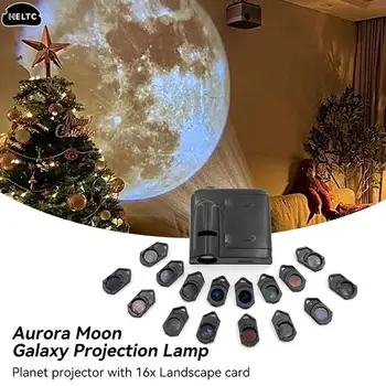 Проекционная лампа Aurora Moon Galaxy, творчески фон, с атмосферно лека нощ, земен проектор, лампа за фотография, подарък за влюбени