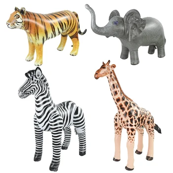 Голяма имитация на животни от джунглата, надуваем балон, Жираф, Зебра, слон, тигър, балони балони, декор за парти в чест на рождения ден на дивия гората