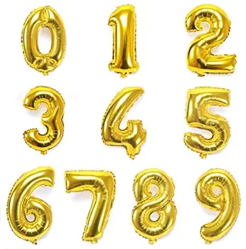 16-инчов балон от алуминиево фолио със златен номер, рожден ден, сватба парти, украси, балони от фолио, играчка за момче, детски душ