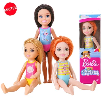 Оригиналната кукла на Mattel кукли Барби Club Chelsea, мини-покет детска лятна игра, плажен комплект на бански костюми Juguetes, играчки за момичета, събиране на подаръци
