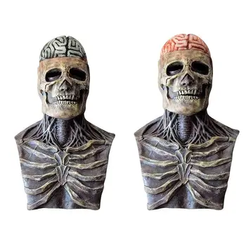 Маска на череп убиец на ужасите, Cosplay, страшни латексови маски с виртуален скелет, каска, украса за Хелоуин, реквизит за костюмированной партита, прическа, за цялата глава