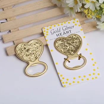 10шт Креативна Метална Отварачка За Бирени Бутилки със Сърце от Злато Персонални Сувенири и Подаръци за Партита, Сватбени Аксесоари