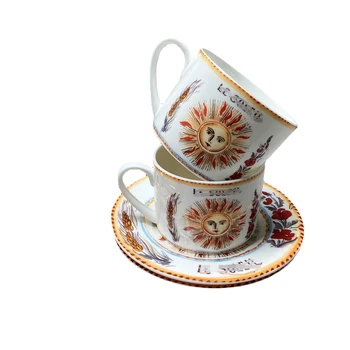 Ретро керамика кафеена чаша Западен костен порцелан за стек съдове за украса за дома чаени чаши десерт тава YC888